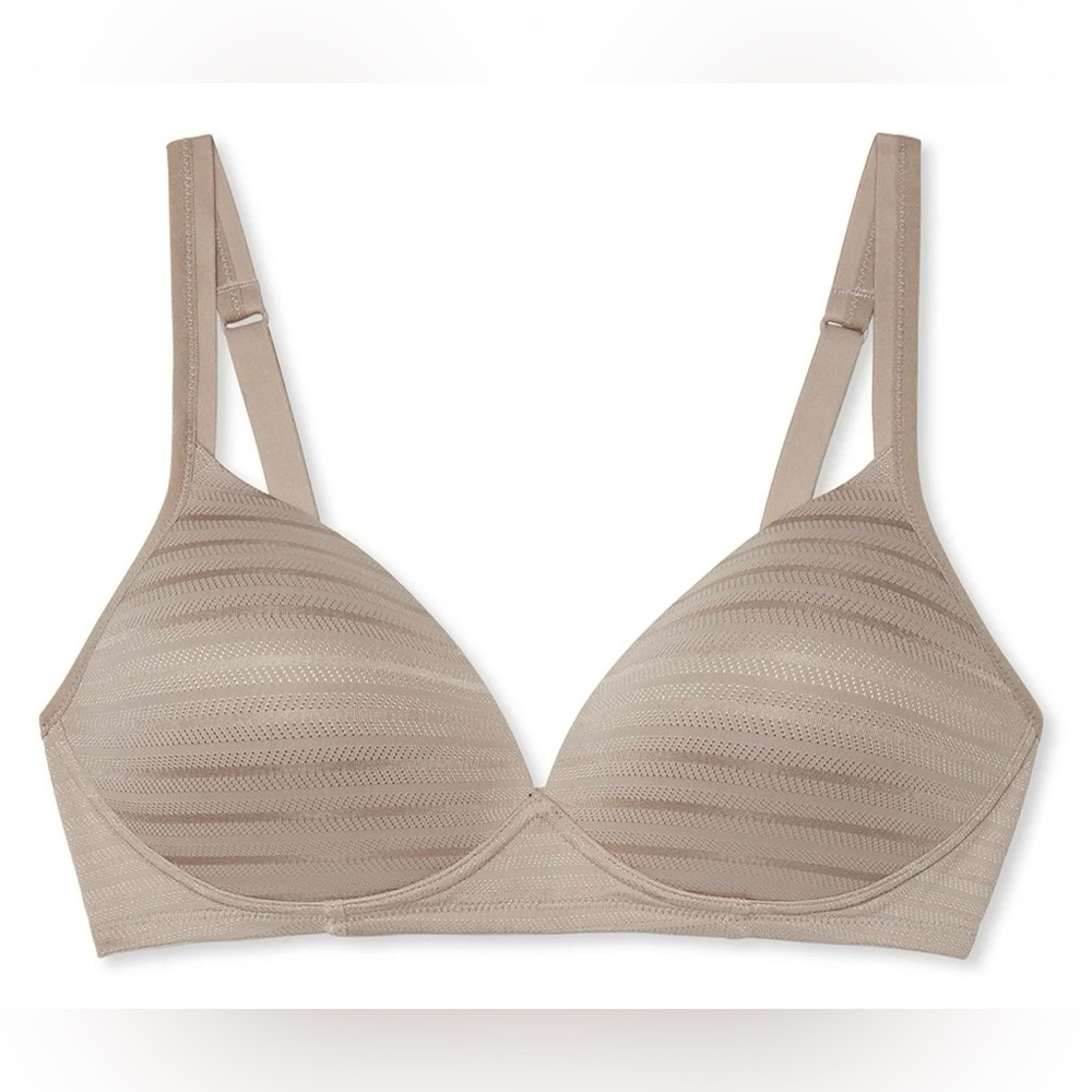 Warner's Elements of Bliss Lightly Lined Wireless Bra with Subtle Stripe Texture